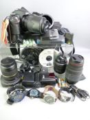 PHOTOGRAPHIC ITEMS - a Tamron SP10-24MM lens, a Sigma 70-300ML lens, a Nikon D3200 camera with Nikon