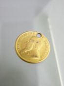 GOLD SOUTH AFRICA POND 1896, moderate wear with punch hole to the top, 7.4grms