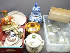 GLASS TUMBLERS - a good set of six, other glassware and mixed porcelain including Staffordshire