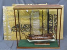 SCRATCH BUILT MODEL OF THE 1765 NORWEGIAN LION FULLY RIGGED GUN SHIP 'Norske Lode' in a modern glass