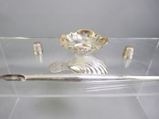 SMALL SILVER, a quantity, including a desk pen inscribed 'Christmas 1931', London 1930, a shell