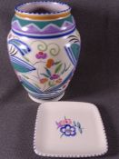 POOLE BALLUSTER VASE, 19cm H and a small Poole plate