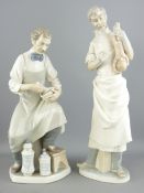 TWO LLADRO PORCELAIN FIGURINES, 'Pharmacist' and 'Obstetrician', 32.5 and 36cm heights respectively