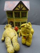 VINTAGE SOFT TOYS and a similar era front opening dolls house
