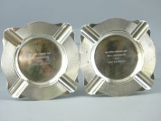 TWO SILVER GOLF PRESENTATION ASHTRAYS, Birmingham 1934, A E Poston and Co Ltd maker, 6.5 troy ozs,