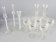 18TH CENTURY & LATER DRINKING GLASSWARE, a small collection including Air twist stems, knopped and