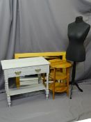 DRESSMAKER'S DUMMY and three items of furniture to include a single drawer Edwardian side table with