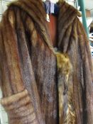 LADY'S FULL LENGTH VINTAGE FUR COAT, 116cms with a mink fur stole