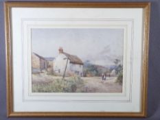 ARTHUR WHITE watercolour - 'Cottages near Rotherham', signed, label verso for Horner Galleries,