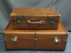 VINTAGE TRAVEL TRUNK & LEATHER SUITCASE