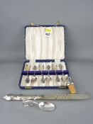 T H MARTHINSEN CASED SET OF 6 NORWEGIAN SILVER TEASPOONS, Rococo style, 1.8 troy ozs, an EP child'