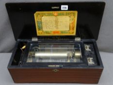 PVF 19TH CENTURY SWISS CYLINDER MUSIC BOX (Pallard Vaucher Fils), 6.5in cylinder playing eight