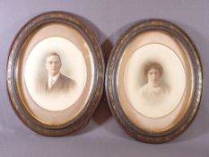 VANDERBILT LIVERPOOL - Victorian oval portrait prints, a pair, signed in pencil, 38 x 29cms