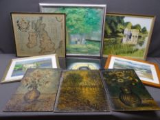 VYVIAN PARRY mixed media - landscapes, an old framed map ETC