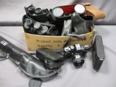 COLLECTION OF VINTAGE CAMERAS & BINOCULARS ETC
