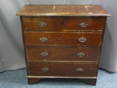 EDWARDIAN MAHOGANY CHEST of two short over three long drawers, 104cms H, 103cms W, 44.5cms D (