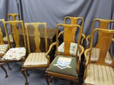 OAK BARLEY TWIST GATE-LEG DINING TABLE and eight (4 + 4) splatback dining chairs