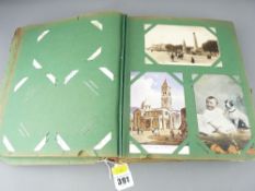 VINTAGE ALBUM OF POSTCARDS, 180 plus including people and places, humorous, war and battle scene,