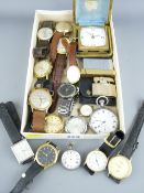 COLLECTION OF MAINLY GENT'S WRIST WATCHES, two pocket watches, three vintage lighters and a travel