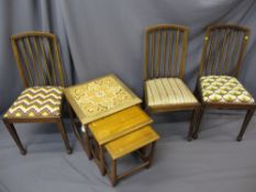THREE TEAK G-PLAN STYLE SIDE TABLES, classical form, the largest having tiled top, 51cms H, 50cms