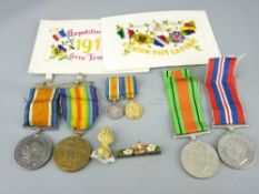 WWI & WWII MEDALS & ASSOCIATED MATERIAL to include a WWI pair awarded to 'MZ3384 D W Roberts SIG.