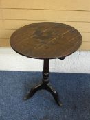 ANTIQUE OAK TILT-TOP TRIPOD TABLE, 67cms H, 49.5cms diameter top (feet reduced)