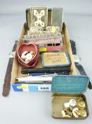 SILVER NAPKIN RINGS, vintage pens and sterling pencils, associated paraphernalia with a quantity