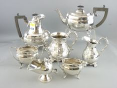 WALKER & HALL FOUR PIECE EPNS TEASET, other plated ware and a miniature silver hand mirror,