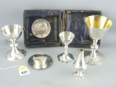 COMMUNION SILVER & PLATED WARE including a non-matching four piece cased communion set, London
