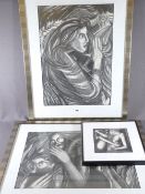 CORRIE CHISWELL carbon pencil on paper - entitled 'Still Here', signed and dated 2008, 20 x 20cms