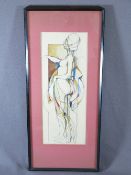 UNSIGNED MIXED MEDIA - abstract image of standing nude, 45 x 17cms