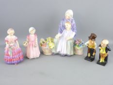 ROYAL DOULTON FIGURINES X 5 - 'The Little Bridesmaid' HN1433, 'Tinkle Bell' HN1677, 'Granny's
