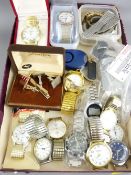 GENTS VINTAGE & LATER WRIST WATCHES, a quantity with a group of cufflinks and a Toyota ignition