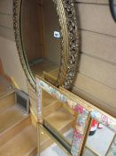 FIVE VARIOUS WALL MIRRORS including an oval gilt framed example, 82cms H