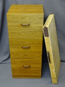 MODERN THREE DRAWER WOOD EFFECT FILE CABINET and a fold-up pasting table