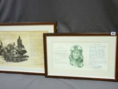 DONALD CAMPBELL CBE framed facsimile letters by Gina Campbell, commending artist, for pictures