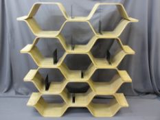 STYLISH ULTRA MODERN BENTWOOD DISPLAY RACK/BOOKCASE, 149cms H, 137cms W, 32.5cms D