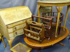 VINTAGE & LATER FURNITURE, a parcel to include a walnut fall-front lady's bureau, leather top hall