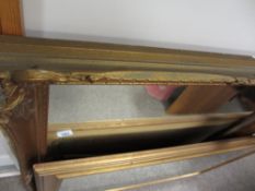 TWO LARGE GILT FRAMED WALL MIRRORS, 110 x 79cms and 75 x 105cms