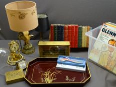 DOME MANTEL CLOCK, retro onyx mantel clock, furnishing books, eagle table lamp by 'Giannelli' and