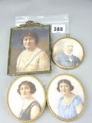 W HILL THOMSON RMS PORTRAIT MINIATURES X 2 and two others, one signed possibly 'Julius Barker'