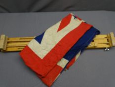 VINTAGE UNION JACK FLAG and a folding artist's easel