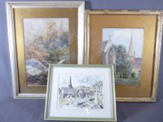 ALICE MANLY watercolour - near Whitby, signed, 29 x 19cms with initialled 'H M' Ecclesiastical