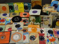 VINYL 45s including The Beatles on parlophone, early recording of 'My Bonnie' and others, similar