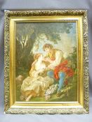 CLASSICALLY STYLED CANVAS PRINT after The Old Master depicting a young courting couple, 54 x