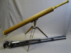 VINTAGE BRASS TELESCOPE ON TRIPOD STAND marked 'W Watson and Sons Ltd of London'