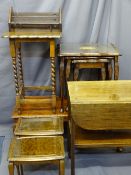 VINTAGE & REPRODUCTION OCCASIONAL FURNITURE, a parcel including a barley twist square top table, a