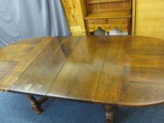 EXCELLENT REPRODUCTION OAK EXTENDING DINING TABLE, 75.5cms H, 120cms W, 271cms fully extended with