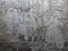 VINTAGE TAPESTRY of a classical scene, on board, 108cms x 184cms