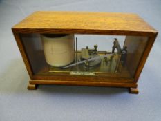 BAROGRAPH, The Simplex No 191 vintage brass and oak cased with label 'Thomas Armstrong and